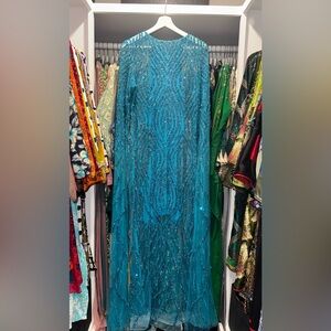 Elegant Blue Beaded Dress